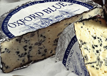 Oxford blue cheese, showing its creamy texture and characteristic blue veins