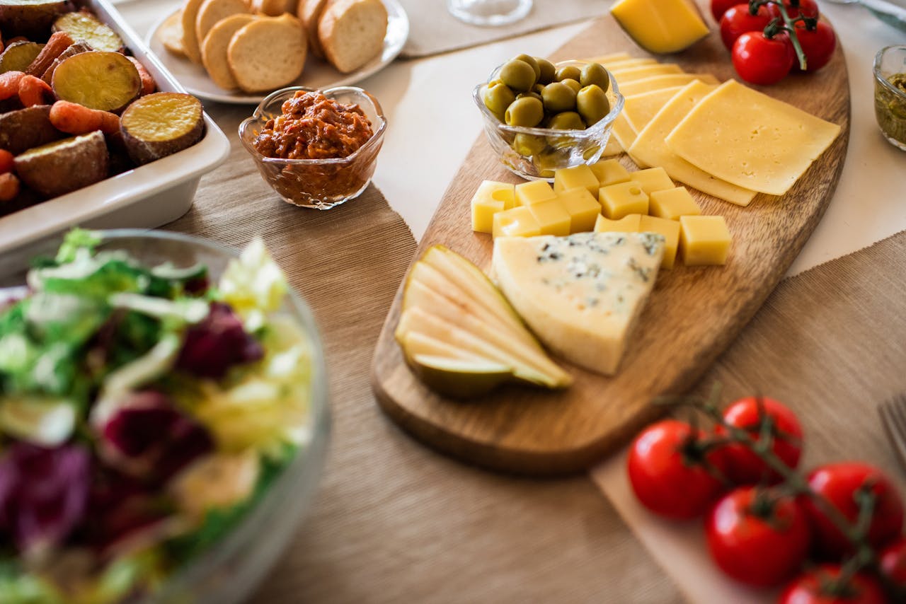 cheeses and fruits